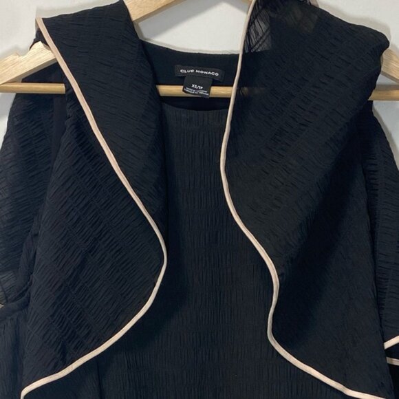 Club Monaco Ruffle-Sleeve Long Sleeve Blouse Black with White Trim – Size XS - Picture 8 of 12